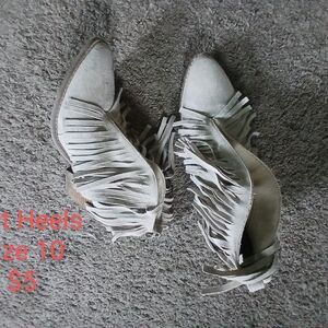 Fringe Ankle Boots - Cream